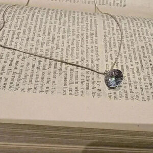 Joe fresh necklace silvertone with  clear gemstones